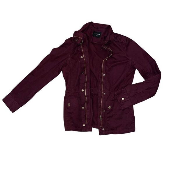 LOVE TREE Burgundy Full Zip Utility Jacket Size S - Picture 1 of 8